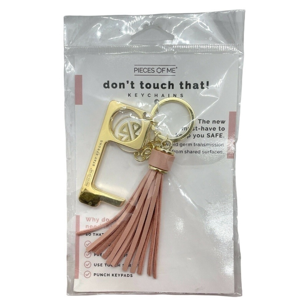 Piece of Me Don’t Touch That Keychain Door Opener Tassel Pink Gold NEW